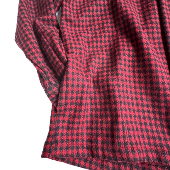 EMS Wool Shirt Jacket Black & Red Print Check Size M Eastern Mountain Wool Blend - Picture 3 of 7